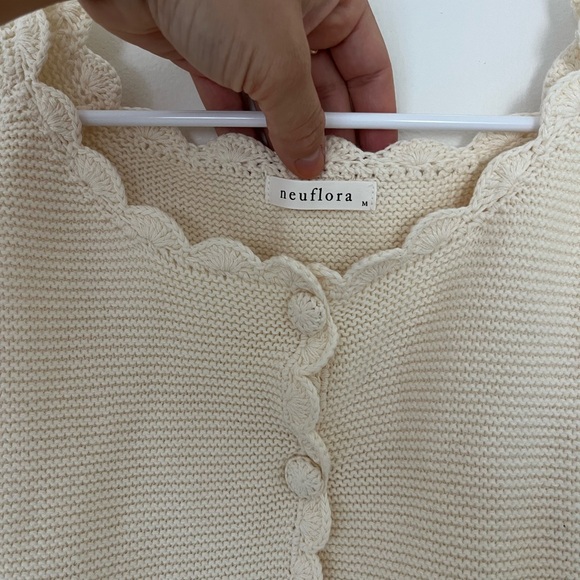 NWOT neuflora scalloped cardigan - Picture 2 of 3